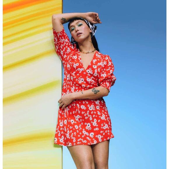 RIXO Dresses & Skirts - Rixo x Target Floral Puff Sleeve Swing Dress Red